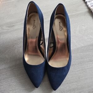 Sears Navy Suede Pointed Toe Pumps